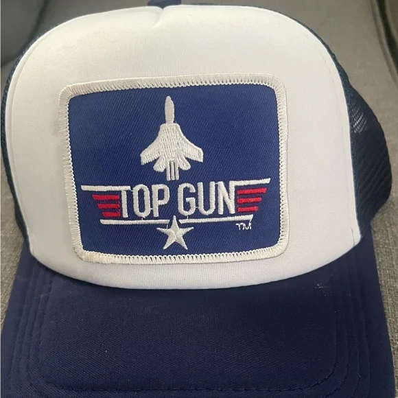 Navy Mesh Trucker Hat with Top Gun Patch - Picture 2 of 4